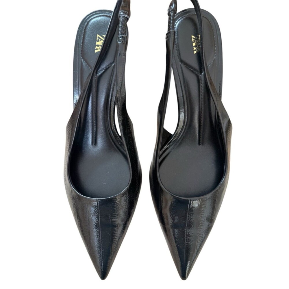 Zara Black Patent Pointed Slingback Pumps NWOT SIZE 7
